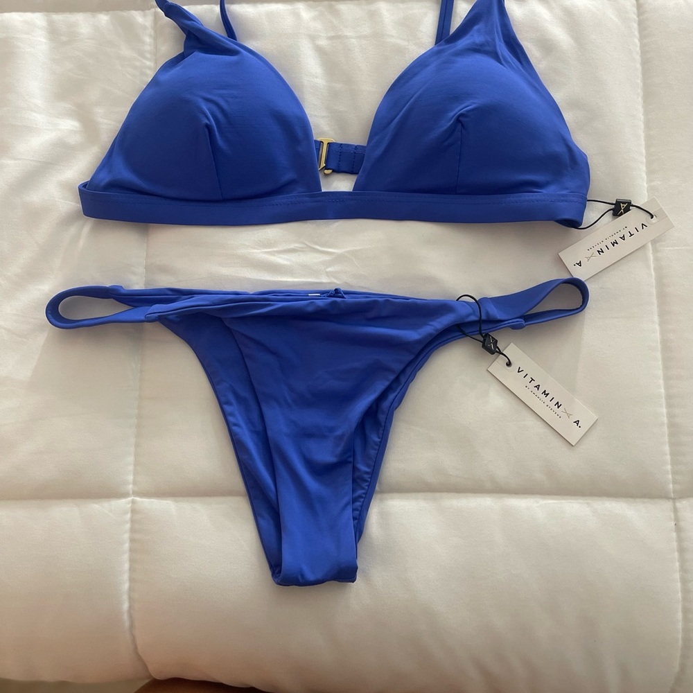 Vitamin A Carmen Bikini Bottoms Ecolux Sapphire Blue